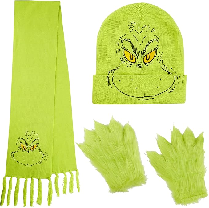 Grinch set - čepice šála rukavice